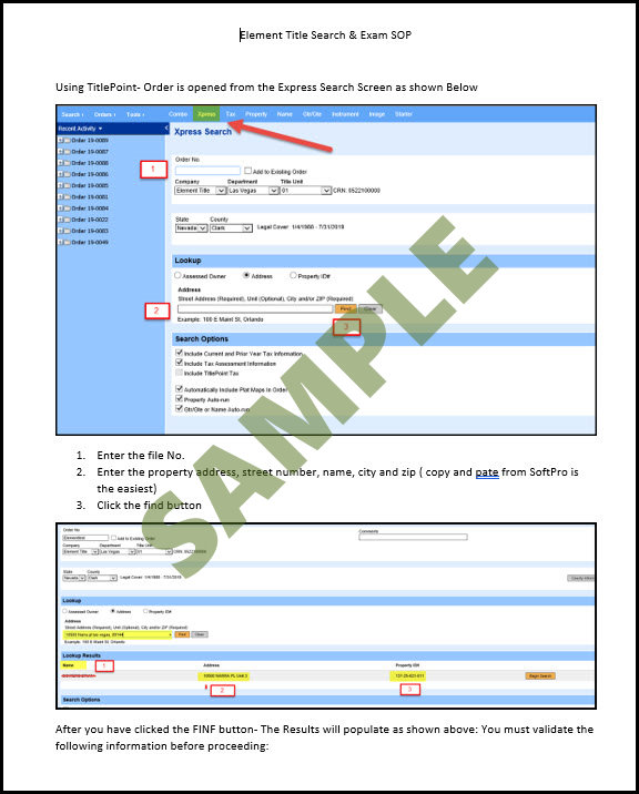 GTS sample POS page